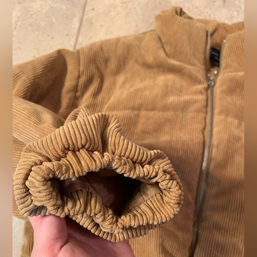 💛 Love Tree Corduroy Cropped Puffer Coat - Golden Tan - Size Large - Picture 8 of 13